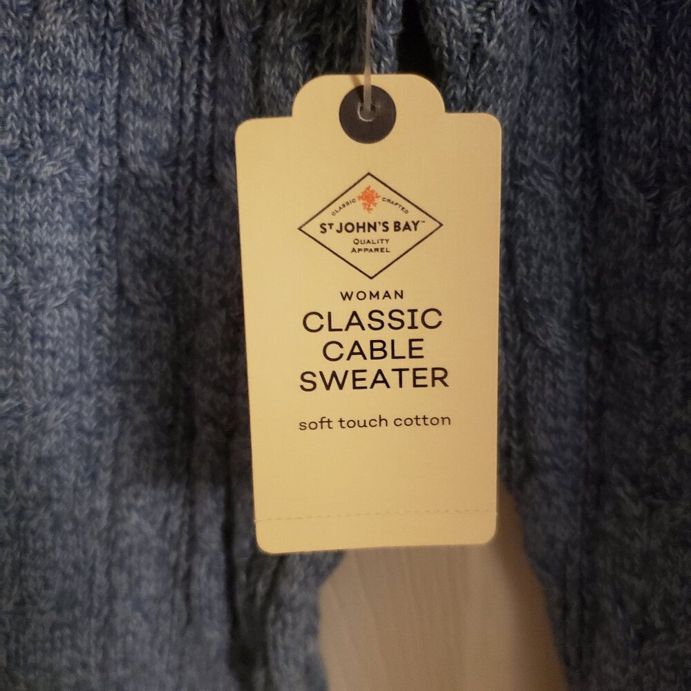 St. John's Bay Women's Light Blue V-neck Cable Knit Sweater Ladies 0X New NWT - Picture 5 of 6